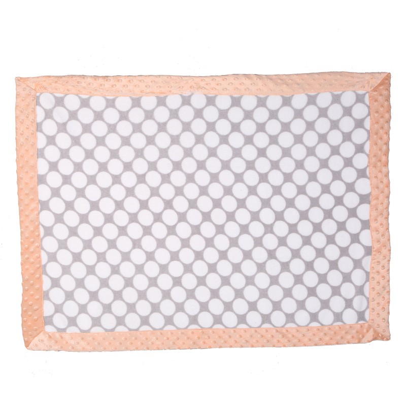 Bacati - Grey Dots with Solid Border Blanket (Grey Dots/Coral