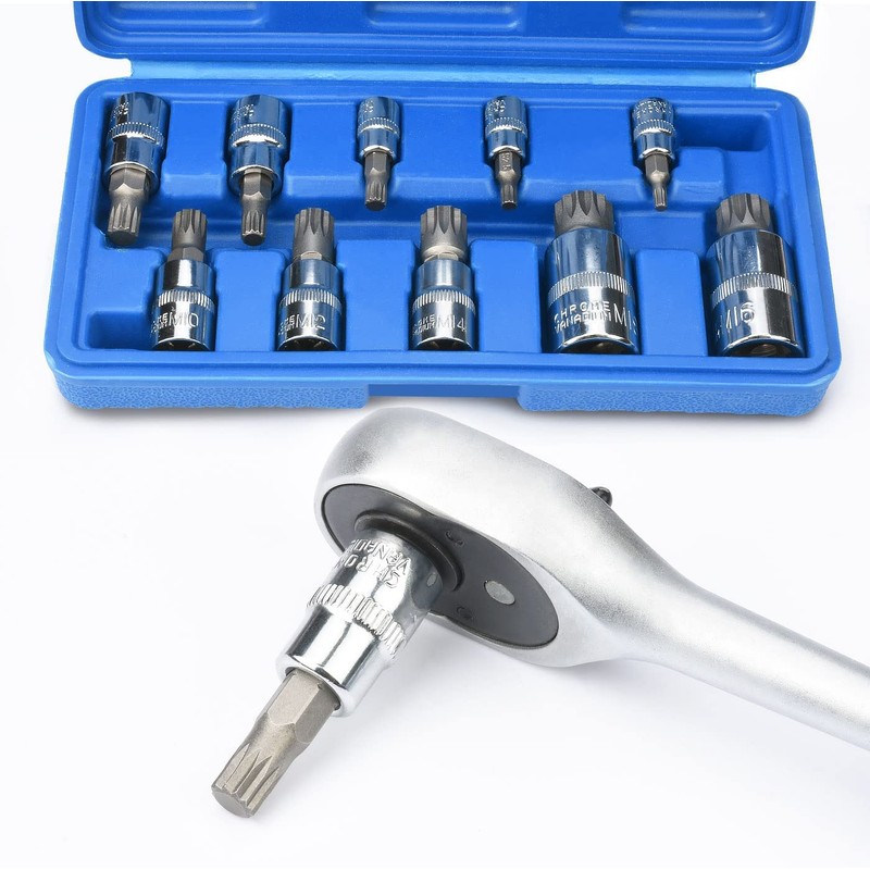 drado Multi-Tooth Socket Set / Spline Socket Set Includes M4