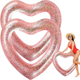 Heart Shaped Swimming Ring, 120 cm Inflatable Swimming Rings, Air Mattress, Swimming Hoops, Adult Swimming Hoops, for Pool, Sand, Beach, Party, Pack of 2