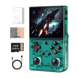 GiipGoop GiipGoop RG35XX Pro Handheld Game Consoles RG35XXPro Retro Gaming Console with 64GB Card 4353 Games Video Game Console Pocket Arcade Support 30+ Simulators WiFi Bluetooth HD Output Transparent Teal