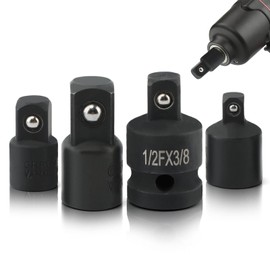 4 Piece Impact Socket Adapter and Reducer Set 1/4", 3/8", 1/2" Drive Socket Adapter Set SAE Drive Socket Adapter Set Impact Driver and Wrench Conversion Kit(COLOR:Black)