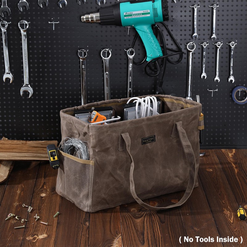 Tool Bag, Foldable Rectangular Hand Tool Storage Bag, 16OZ Waxed