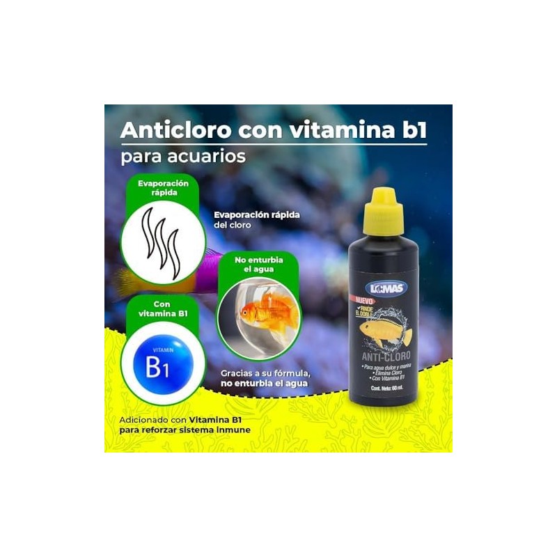 Lomas Anticloro con Vitamina B1 para Peceras y Acuarios 120
