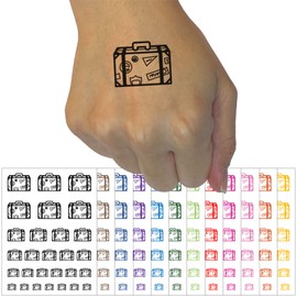 Travel Suitcase with Destination Stickers Temporary Tattoo Water Resistant Fake Body Art Set Collection - Light Pink (One Sheet)