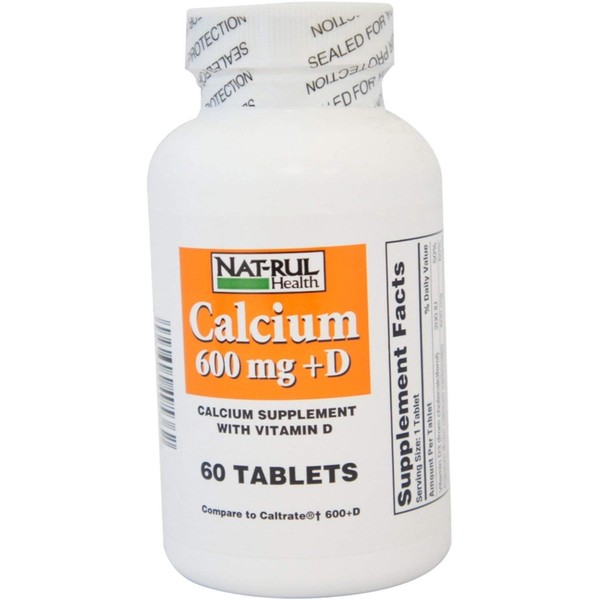 Nat-Rul Health Calcium 600 mg + D Tablets 60 ea