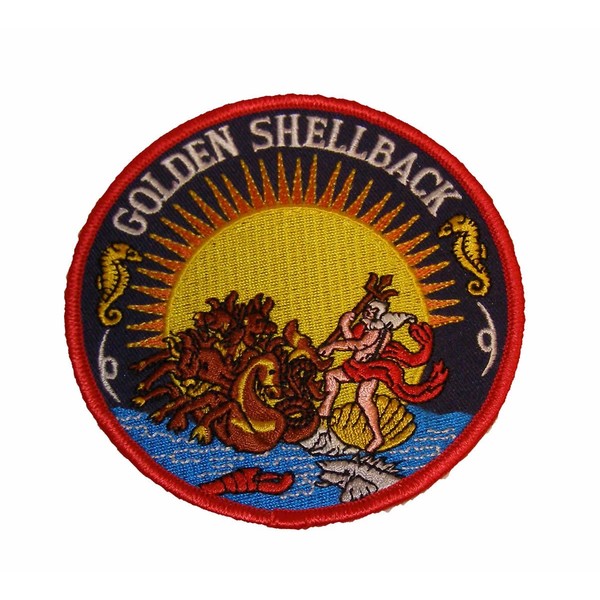 U. S. Navy Golden Shellback Patch Crossing The Line -
