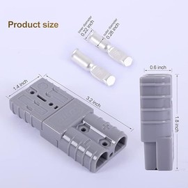 10 Pcs Anderson Style Plug Connectors 50 AMP 6AWG 12-24V DC Power Contacts Plugs with Solid Copper Terminals (10)