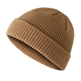 Beechfield B43R - Olive Green Fisherman Style Beanie Hat - Unisex Winter Hat, Classic Knit and One Size Beenie Hat - Double Layer - 100% Recycled Polyester