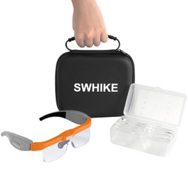 Magnifying Glass with Light Hands Free, Rechargeable Magnifying Glasses Headset with 5 Detachable Lenses and Storage Case for Close Work, Reading, Jewelry Making Crafts (Orange & Gray)