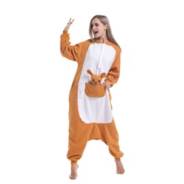 Love to Enjoy Women Men Adult Kangaroo Onesie Pajamas Plush Animal Cosplay Costumes L