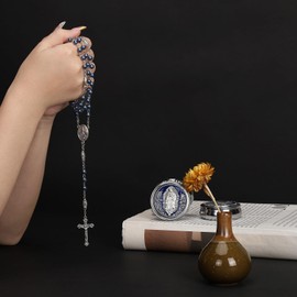 MILAKOO Rosenkranz Perlen Katholische Halskette für Frauen Männer Y Anhänger Kette mit Geschenkbox