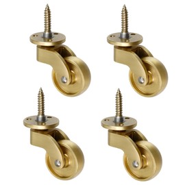 Semetall 1-1/4 Inch Solid Brass Swivel Caster for All Floor Mat Polished Brass Finish Caster Wheels Replacement for Chairs/Tables/Furniture,Set of 4