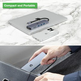 USB C HUB, Tymyp 7 in 1 Laptop Multiport Adapter Hub, Featuring HDMI Output, 100W PD, 3 x USB 3.0 Ports, SD/TF Reader, Compatible for USB C Laptops Dell XPS/HP/Surface and More