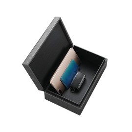 Shkalacar Car Key Faraday Box, Leather RFID Key Box with Radiation Protection and ETC/NFC/RFID Blocking Function, Anti Theft Signal Blocking Cage for Key Fob Phone (Dark Grey)