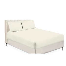 Sapphire Collection Fitted Sheet Non Iron Percale 180 Thread Count Polycotton Plain Fitted Sheets (Single, Cream)