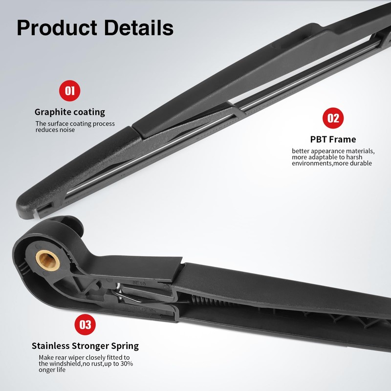 OTUAYAUTO Rear Windshield Wiper Arm Blade Assembly - Replacement for