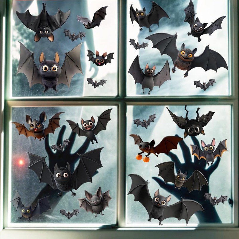 VELUMI Halloween Window Clings, Static Cling Stickers for Glass (Bat2)