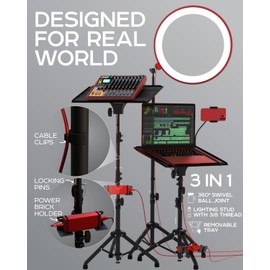 Projector Tripod Stand, Height Adjustable 27" to 62" & Floor Projector Stand, Portable Laptop Stand, Camera & Light & Ball-Joint – Well-Made, Easy-to-Adjust, DJ Rack & Music or Movie stand