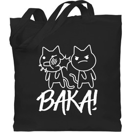 Shirtracer - Cotton Bag - Anime Gifts - Baka! with Cats - White, 1 black