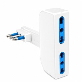 1 Pezzo Adattatore Salvaspazio Bianco, Spina 16A 2P+T con 2 Prese Bipasso Italiane 10/16A, AC 220V Max 1500W