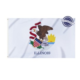 Flagolden Illinois State Flag 3x5 Feet Outdoor Made in USA, Double Sided 3 Ply Polyester IL Illinois Flags with 2 Brass Grommets