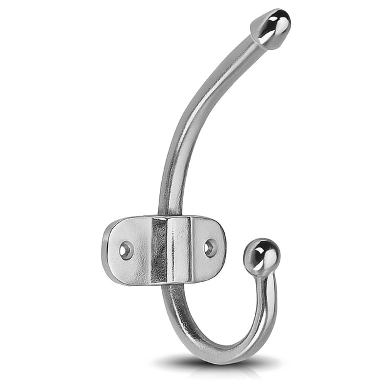 com-four® 2 x Wall Coat Hooks, Double Metal Wall Hooks