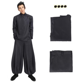 DAZCOS Geto Suguru Cosplay Costume Men's US Size Uniform Jacket Pants with Earrings (US, Alpha, XX-Large, Regular, Regular) Black