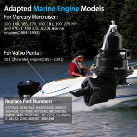 8M0073435 Fuel Pump Replacement for Mercruiser - Tesmirror Fuel Pump for Mercruiser 120 140 165 170 180 181 190 225 2.5L 3.0L 3.7L, Fit for OMC Engines for Volvo Penta Fuel Pump Mechanical Replacement