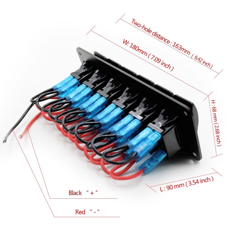 FXC Rocker Switch Aluminum Panel 6 Gang Toggle Switches Dash