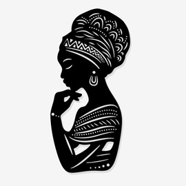NBEADS Africa Woman Art Wall Decor, 11x5inch Iron Modern Wall Decor Female Home Hanging Drawing Wall Art Metal Wall Sculptures for Bedroom Living Room Black