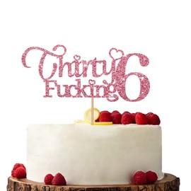 Decoración para tarta de 36 años, color oro rosa, decoración para tarta de cumpleaños o aniversario de 36 años