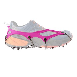 Nortec FAST Crampons Made in Italy for Fast Hiking and Trail Running Winter Running on Ice and Snow, Ultralight Micro Crampons with Case (Pink,M)