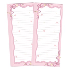 100pcs Pink Bow Notepad Bowknot List to-Do Paper Pad 3.2x7.5 Inch-Shopping List Memo Pad Cute Planner & Desk Accessories Notepad
