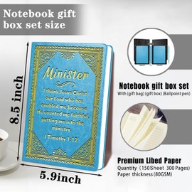WHLBHG Minister Gift Pastor Gifts Minister Lined Journal Praying Religious Gift, 150Sheets 300 Pages, Minister Appreciation Gift A5 Notebook,1 Pack (Light Blue) (Minister-Light Blue)