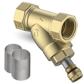 FERDOM FD432 FAST 3/4 Inch Magnetic Y Filter for Central Heating, Heat Pumps and Water. With Dirt Filter, Brass Casing. Magnet 6000Gs, Mesh Size 500μm. Extra Mesh! Easy to install.