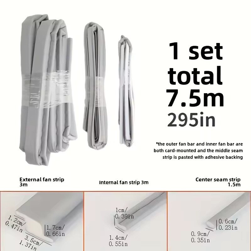 3-Piece TPU Sliding Window Seal Strip Set for Wind, Dust