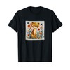 Leopard Flowers With Hearts Around Boho Style Graphic T-Shirt