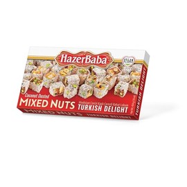Hazer Baba Turkish Delight Candy, Gourmet Snacks Box Gift, Traditional, Pistachio, Almond, Hazelnut, Coconut Dusted, Vegan Candy Lokum, Premium Quality Snacks Gift Box, Kosher 16 Oz