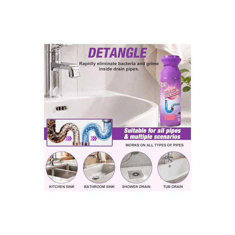Yugou Foaming Drain Cleaner & Deodorizer for Kitchen Sink, Bathroom,