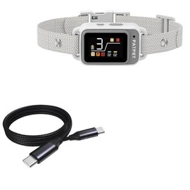 BoxWave Cable Compatible with PATPET BC02 Dog Training Collar - DirectSync PD Cable (3ft) - USB-C to USB-C (100W), Type C Braided Charge and Fast Sync - Jet Black