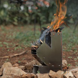 FUNFANG Wood Stove Stainless Steel Locket Stove for Camping Hiking Cooking Outdoor