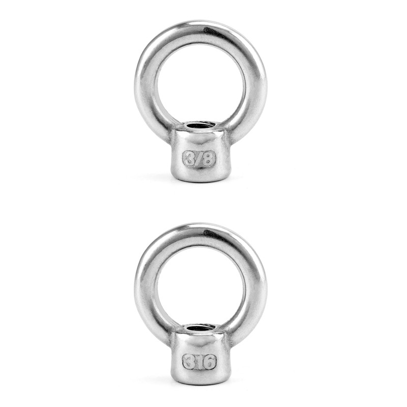 QWORK Lifting Eye Nut, 10 Pack, 3/8" UNC Marine Grade