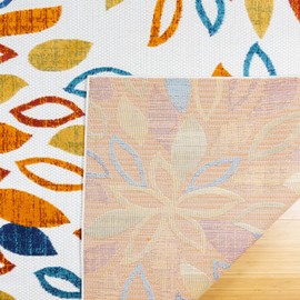 Gertmenian Textured High Low Indoor Outdoor Area Rug, Fade & UV Resistant, Multicolor Rainbow Modern Floral, 6x9 Medium, 35461