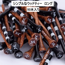 MAZEL Golf Tees Wood Tees Long Tees 2.8 inches (70 mm/83 mm) (Pack of 50 (Wood + Black)