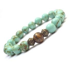 Men's Thurcolas Bracelet in Reconstituted Turquoise and Tiger's Eye Beads