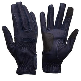 eGlove EQUEST GRIP PRO Leather Touchscreen Horse Riding Gloves (Navy Blue, XX-Large)