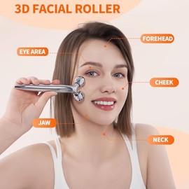 Metal Facial Roller Massager, 3D Cooling Face Massage Tool for Reduce Puffiness, Remove Eye Wrinkles, Face Lifting, Increase Firmness, Anti-Aging, Ski