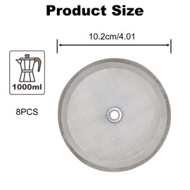 Pack of 8 French Press Strainers for Coffee Presses, 10 cm Stainless Steel Filter for Coffee Press, Mesh Reusable French Press Replacement Filter Strainer for 1000 ml / 8 Cups Coffee Machines