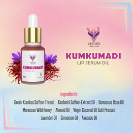 VEEDEES Kumkumadi Lip Serum Oil Lightening Brightening Softening Dark Lips | Men and Women, 10ml