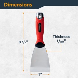 POWERTEC 3-Inch Stainless Steel Drywall Joint Knife - Flexible Blade, Soft Grip, for Patching, Taping, Scraping (72171)